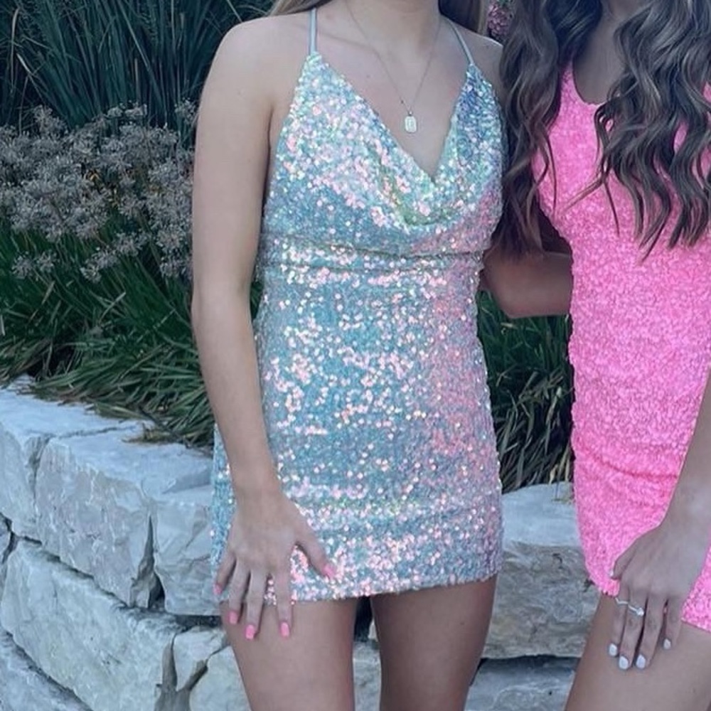 windsor hoco dress mint green with sequins size small